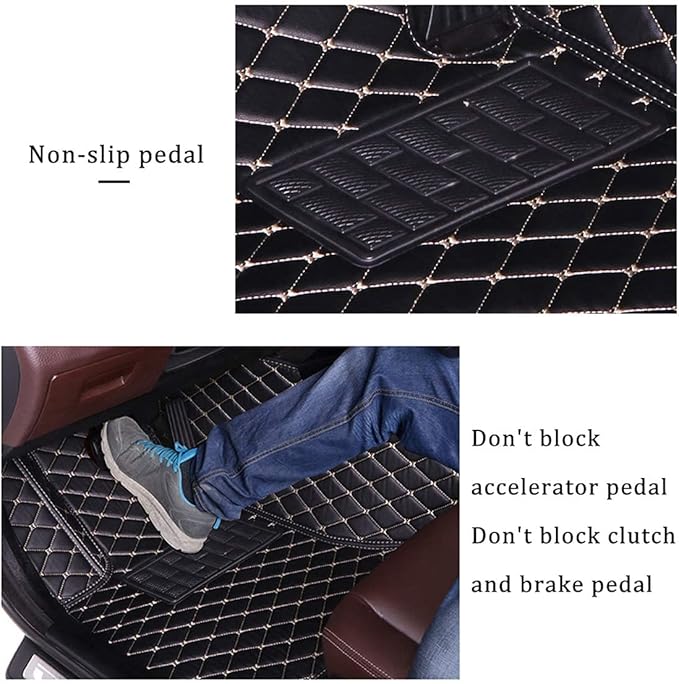 Custom Making Car Floor Mats for 95% Sedan SUV Sports Car Full Coverage Cute Men Women Pads Protection Non-Slip Leather Floor Liners (Black Green Strips)