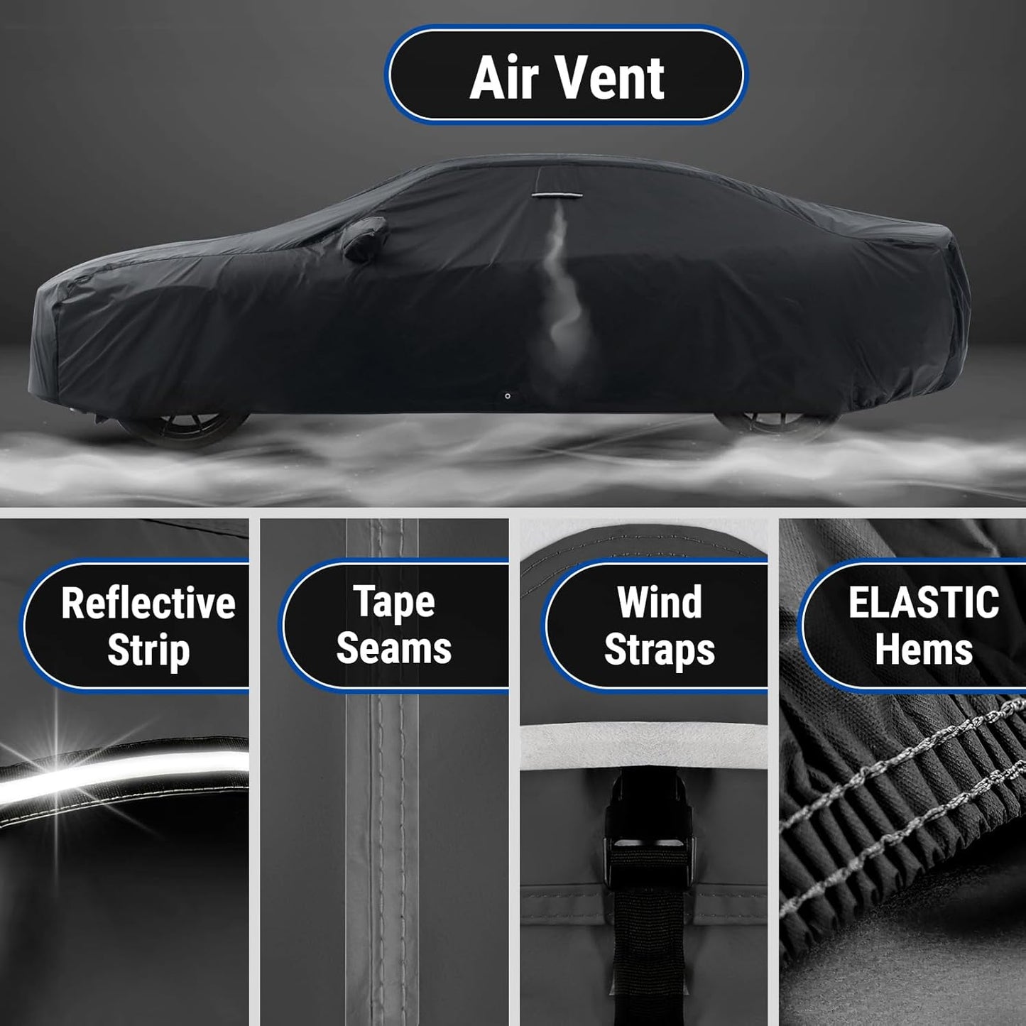 iCarCover Custom Car Cover for Pontiac Sunbird Wagon (1983-1988) Waterproof All-Weather Rain Snow UV Sun Protector Full Exterior Indoor Outdoor Car Cover (Stripe - Black/Red)