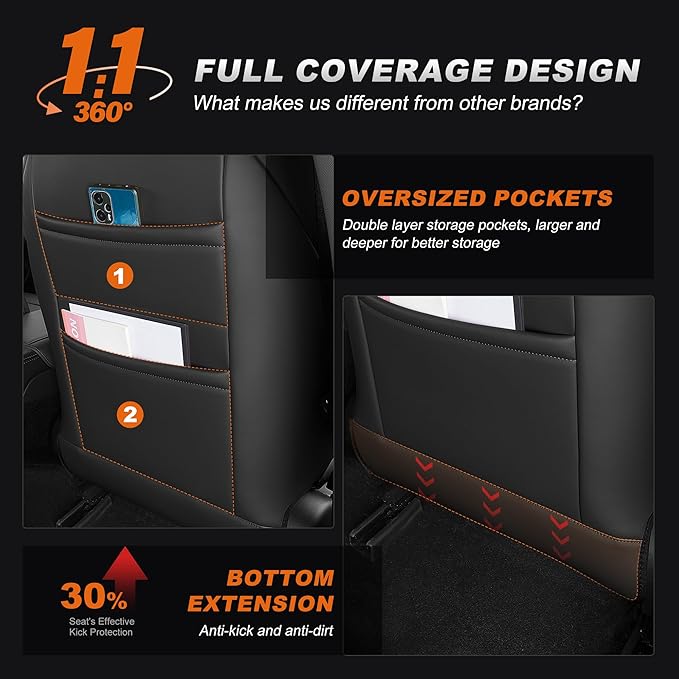 AOMSAZTO Car Seat Cover Fit for Tesla Model 3 2024 2025 (Not for Performance) - Full Set Black Seat Covers(with Armrest Cover)