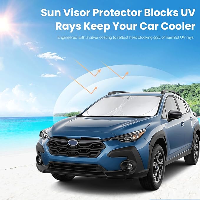 Custom Fit 2025 2026 Crosstrek Wagon Sunshade for 2024 2023 2022 2021 2020 2019 2018 Subaru Crosstrek Wagon Accessories Front Window Sun Shade Shield Cover for Windshield Foldable Sun Visor Protector
