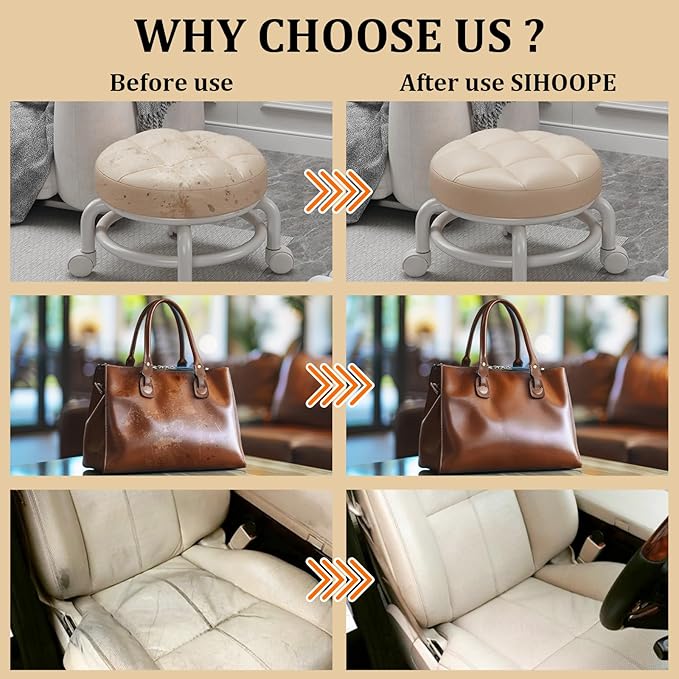 8.8oz Leather Recoloring Balm with 100ml Mink Oil,White Leather Repair Kit for Furniture,Leather Repair Cream,Leather Scratch Repair for Car Interior,Leather Conditioner for Couch