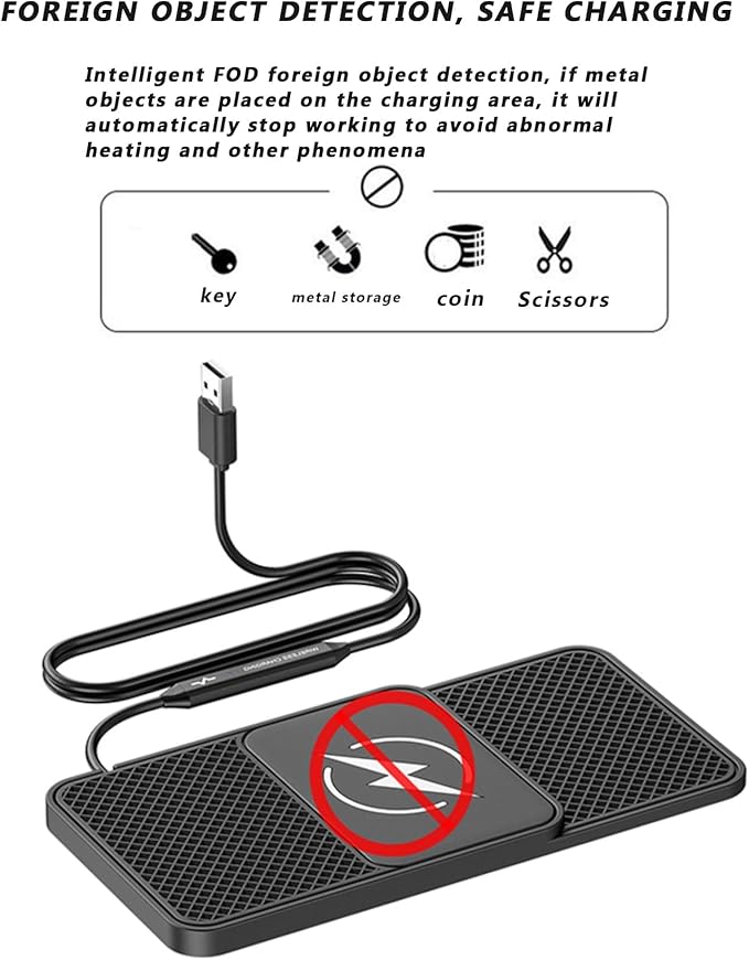 Wireless Car Charger for Ford Mustang 2000–2025, 15w Fast Phone Chargers Charging Pad Non-Slip Essential Electronic Devices for Long-Distance Travel,normal-30cm Cable Type-C Plug