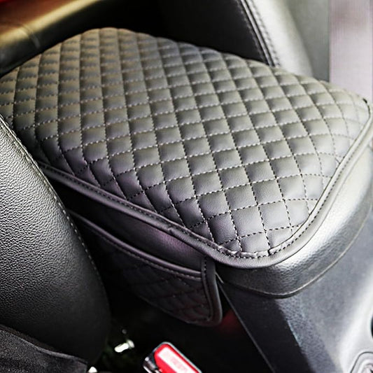 KAELTHAS Comfortable Car Center Console Cushion Armrest Dog Cat Paws Protect Cover Non-Slip with 2 Storage Bags for Cars SUVs CUVs Interior Accessories (Black, Mid-Size)