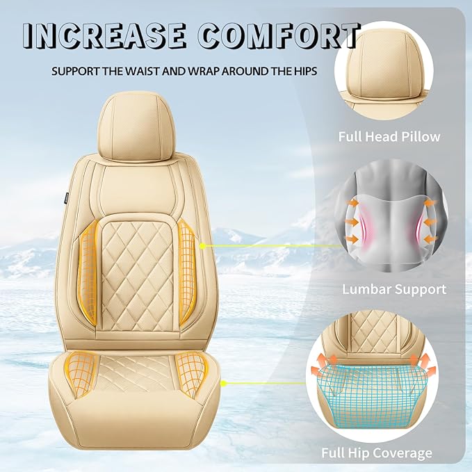 Fit HRV Car Seat Covers Compatible with Honda HRV 2016-2025 2026, Premium Leather Breathable, Wear Resistant, Airbag Compatible, All-Weather Protection & Full Coverage, Full Set Beige