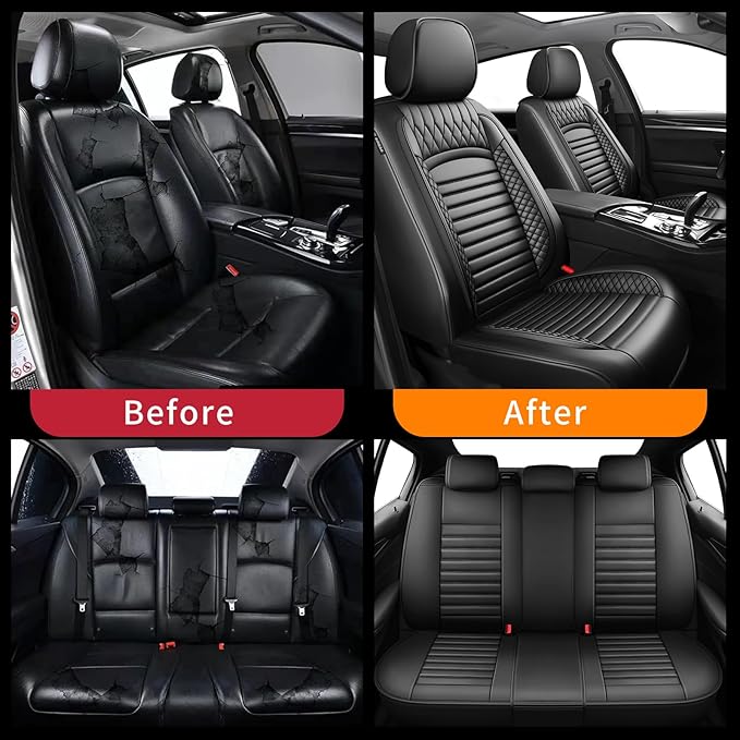 Fit Prologue Car Seat Covers for Honda Prologue 2024 2025 2026-Upgraded Premium Waterproof & Breathable Leather,Airbag Compatible,All-Weather Seat Cushion Protector,Full Set,Black