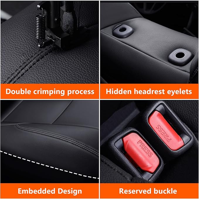 AOMSAZTO Car Seat Cover Fit for Toyota CHR 2018-2022 Faux Leather Seat Covers Protector Compatible Airbag Waterproof C-HR Full Set Black&Blue