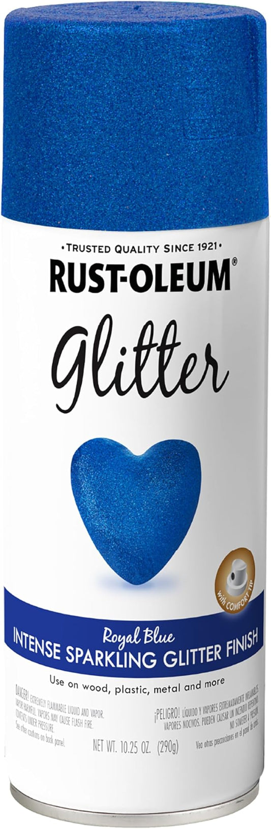 Rust-Oleum 299425 Specialty Glitter Spray Paint, 10.25 Oz, Royal Blue