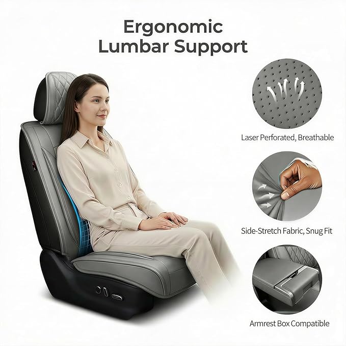 Fit for Sonata Car Seat Covers Compatible with Hyundai Sonata 2004-2026-Waterproof Breathable Leather Automotive Seat Cushions Protector, Airbag Compatible, Full Set 5 Seats(Gray)