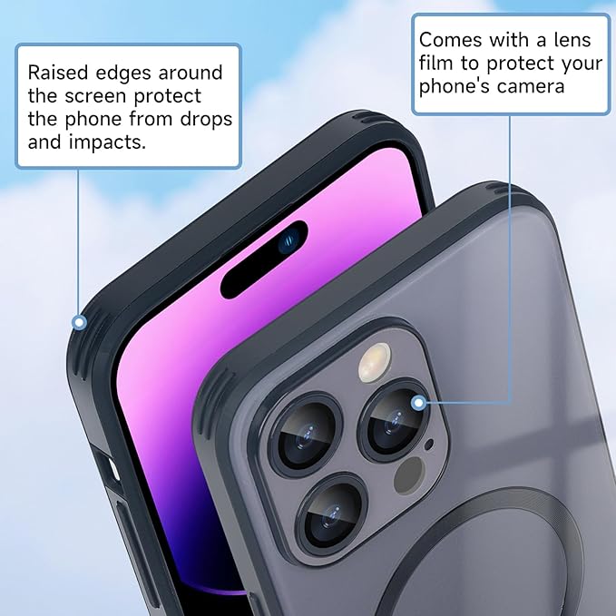 Guppy Compatible with iPhone 13 Pro with MagSafe Case, Magnetic Gradient Case with MagSafe Charging, Gradient Glass Back Cover with Lens Film-Black