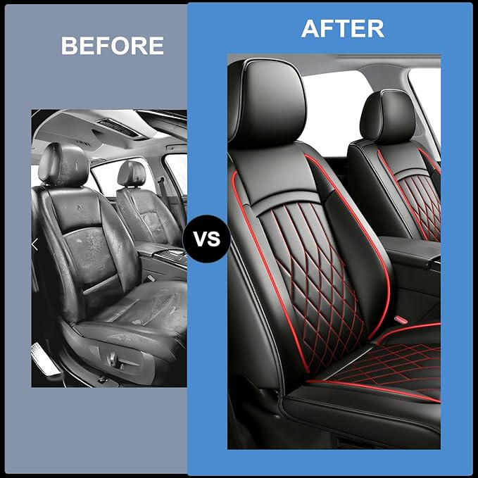 Fit Integra Car Seat Covers for Acura Integra 2023-2026 - Premium Leather, Waterproof, All-Weather, Airbag Compatible, Anti-Slip, Breathable, Easy Install, Seat Protectors, Full Set, Redline