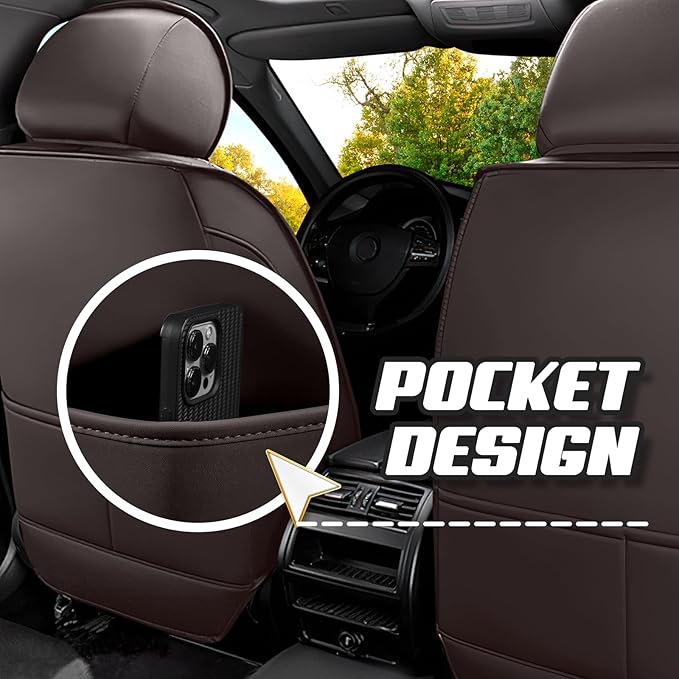 Car Seat Covers for Hyundai Sonata 2002-2025, Premium Nappa Leather Car Seat Cover, Stylish Sport Seat Covers， Automobile Seat Cover Sets.(Luxury 2 Seats/Coffee Color)