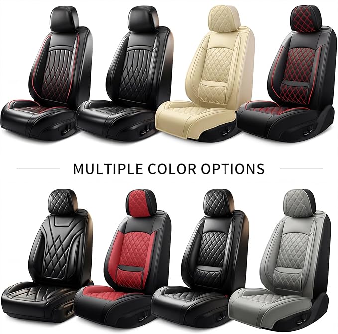 Fit Integra Car Seat Covers for Acura Integra 2023-2026 - Premium Leather, Waterproof, All-Weather, Airbag Compatible, Breathable, Seat Protectors, Only 2 Front seat Covers, Redline