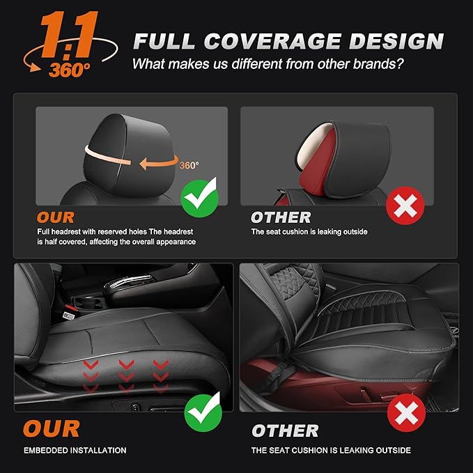 AOMSAZTO Custom Fit Car Seat Covers for Honda CRV: 2023 2024 2025 2026 Full Set Faux Leather Car Seat Cover Waterproof (5 Seats,Black)