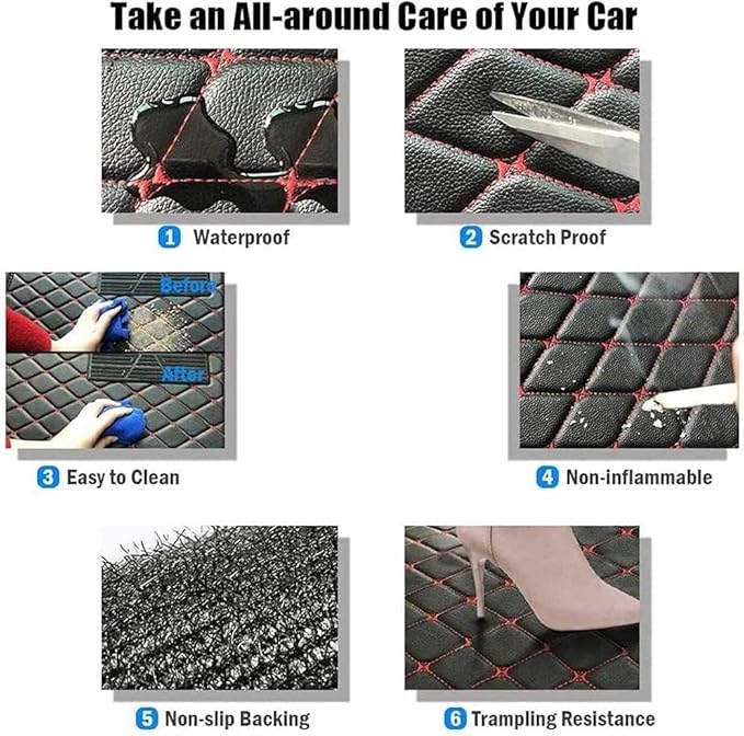 Customize Making Car Floor Mats for 99.99% Sedan SUV Pickup Truck Full Coverage Men Women Cute Leather Protection Pads Non-Slip Floor Liners (White+Sky Blue)