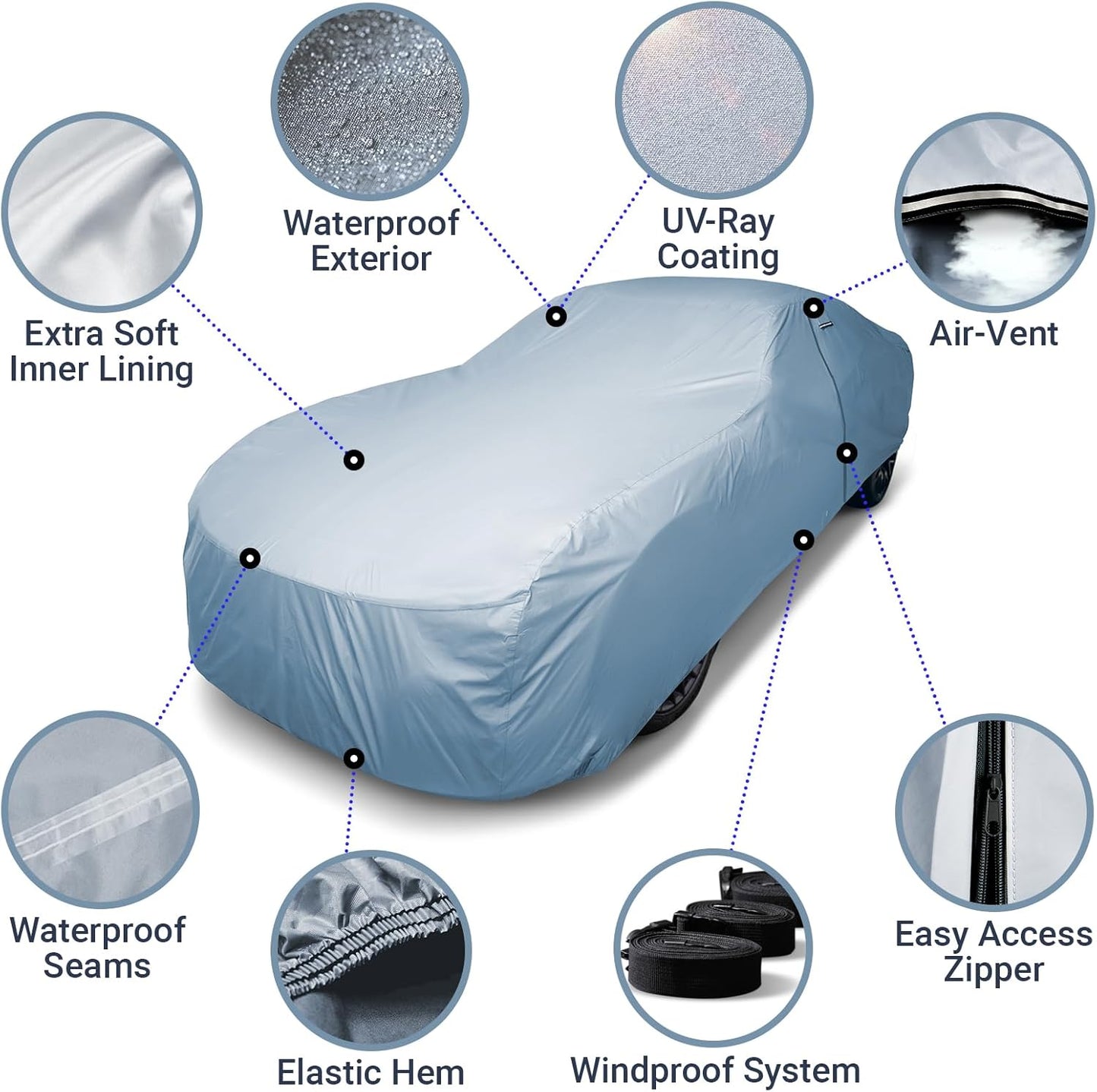 iCarCover Premium Car Cover for 1947-1953 Chevy Business Coupe Heavy Duty Waterproof All-Weather Automobiles Custom Fit Indoor Outdoor UV Snow Protection Covers with Straps and Bag