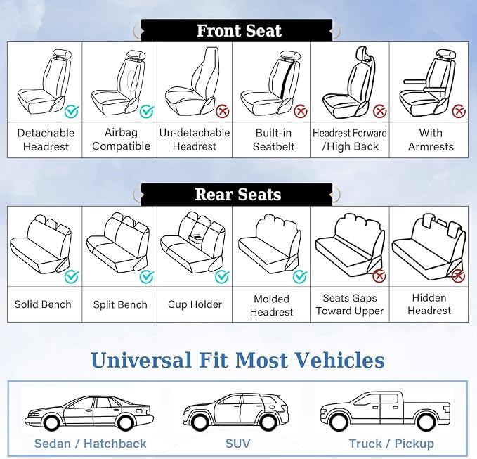 Coverado Car Seat Covers Front Seats, Nappa Leather Black&Purple Car Seat Cover, Automotive Seat Covers, Waterproof Driver Seat Protector, 2 Pack Front Seat Cover Car Seat Cushion Fit for Most Cars