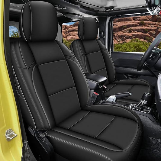 AOMSAZTO Seat Covers for Jeep Wrangler JL 2018 2019 2020 2021 2022 2023 2024 2-Door Waterproof Car Seat Covers Full Set Black