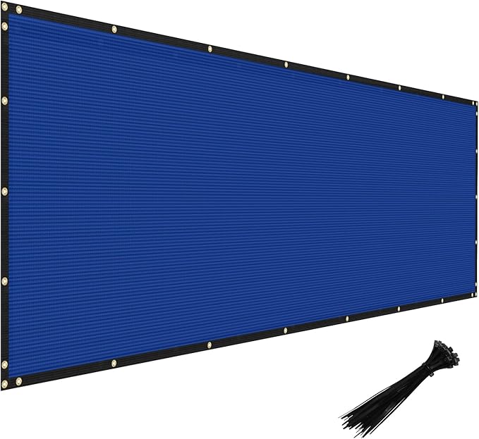 Windscreen4less Privacy Fence Screen Heavy Duty Windscreen Fencing Mesh Fabric Shade Net Cover with Brass Grommtes for Outdoor Wall Garden Yard Pool Deck, 8'x143' Blue