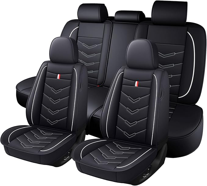 Car Seat Cover for Chevrolet Camaro 2000-2024, Durable Wear Resistant Waterproof Vehicle Cushion Covers,Breathable No Odor Premium Leather Vehicle Seat Covers. (Standard,Black White)