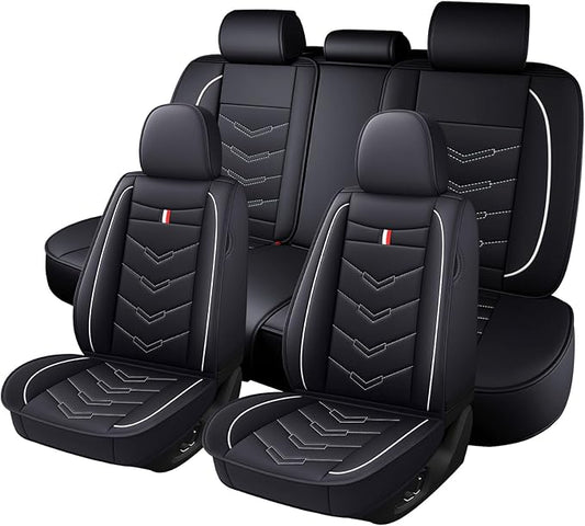 Car Seat Cover for Chevrolet Camaro 2000-2024, Durable Wear Resistant Waterproof Vehicle Cushion Covers,Breathable No Odor Premium Leather Vehicle Seat Covers. (Standard,Black White)