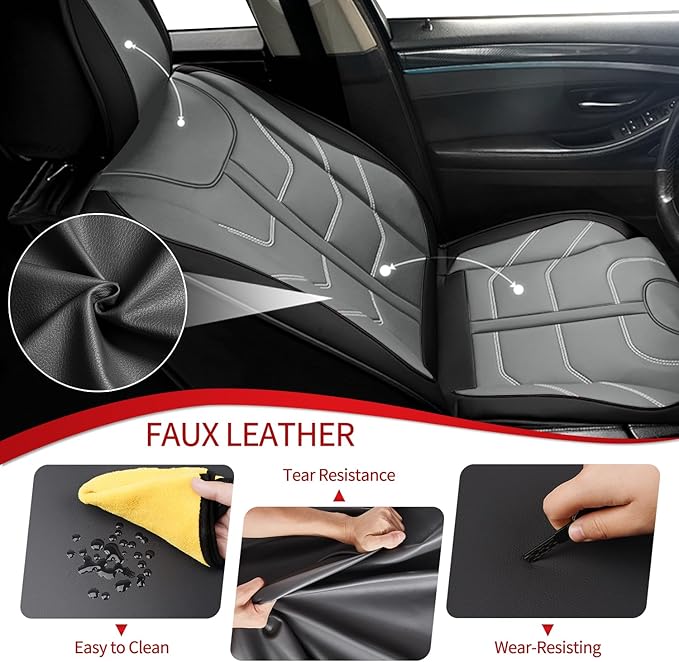 TTX LIGHTING Car Seat Covers fit for Ford Edge 2007-2026 Front Seat: Premium Leather Automotive Seat Cover with Airbag Compatible Waterproof (2 Seats, Black & Gray)