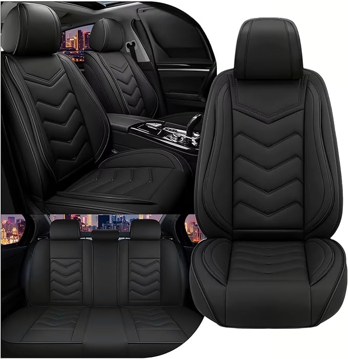 CTDS Car Seat Covers for Chevy Trax 2015-2026, Stylish Sport Seat Cover, Premium Nappa Leather Car Seat Cover. Automobile Seat Covers Sets.(Standard 5 Seats/Pure Black)