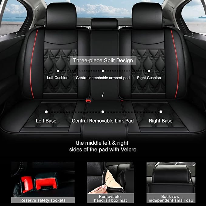 AOMSAZTO Car Seat Covers,Full Set 5 Seats Custom Fit for Jeep Renegade 2015 2016 2017 2018 2019 2020 2021 2022 2023 2024 2025,Leather Car Seat Cover Seat Cushion Protector,Airbag Compatible Black