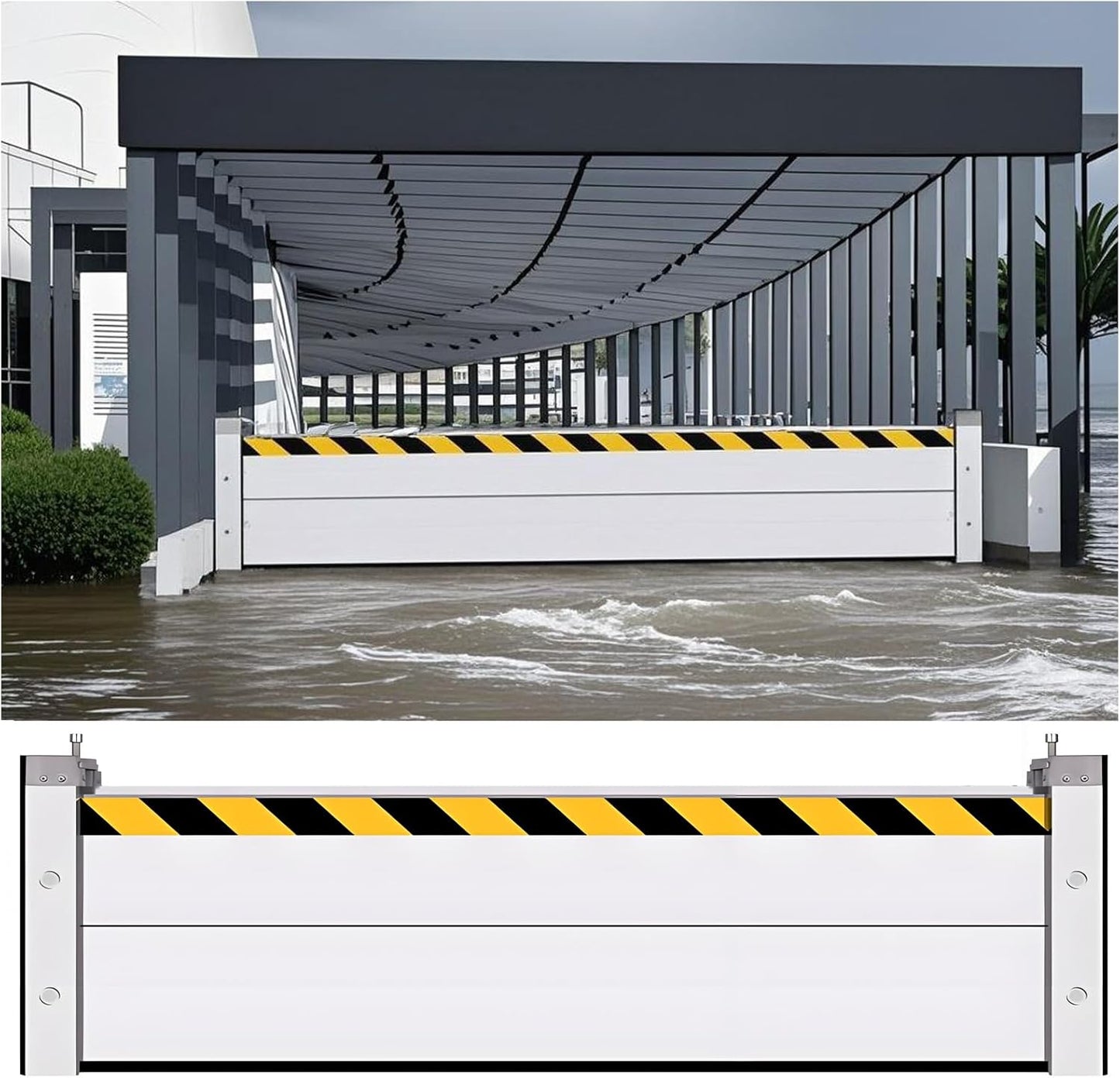 Flood Barriers for Home Exterior - Aluminum Alloy Outdoor Easy Flood Barrier Garage Doors Water Barriers for Flooding,H7.9 Inch/L5FT