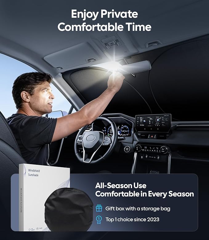 Wigoo for Dodge RAM 1500 Windshield Sunshade [OEM Design, 100% Sun Blockage] Foldable Heat Insulation Sun Shade with Storage Bag, for Dodge RAM 1500 (2019-2026), Silver Coating