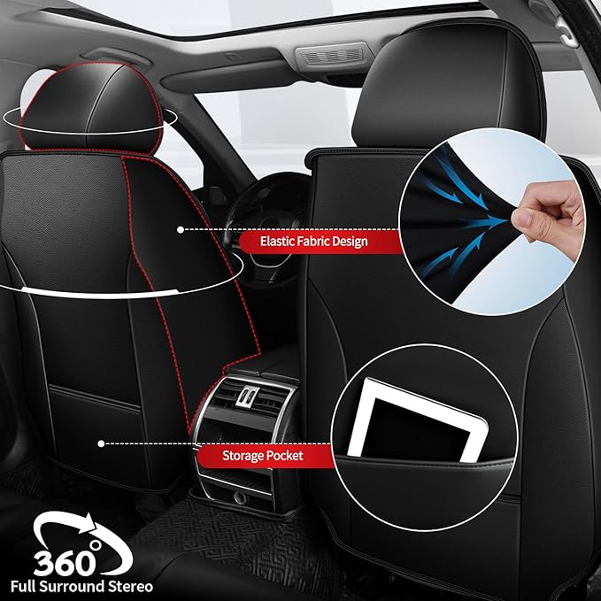 TTX LIGHTING Car Seat Covers fit for Chevrolet Malibu 2009-2026 Full Set: Premium Leather Automotive Seat Cover with Airbag Compatible Waterproof (5 Seats, Black)