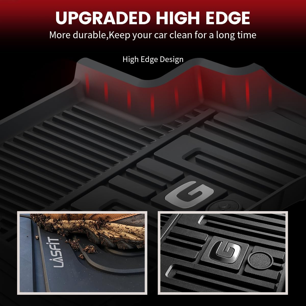 LASFIT Floor Mats & Trunk Mat for Mercedes Benz G Class 2026 2025 2024 2023 2022-2019 G550 / G580 / G63 AMG SUV, All Weather TPE Custom Fit Car Mats for G Class, 1st & 2nd Row Floor Liners & Cargo Mat