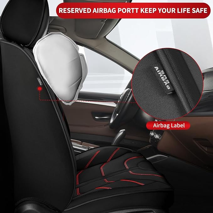TTX LIGHTING Car Seat Covers fit for Honda HR-V 2016-2026 Full Set: Premium Leather Automotive Seat Cover with Airbag Compatible Waterproof (5 Seats, Redline)