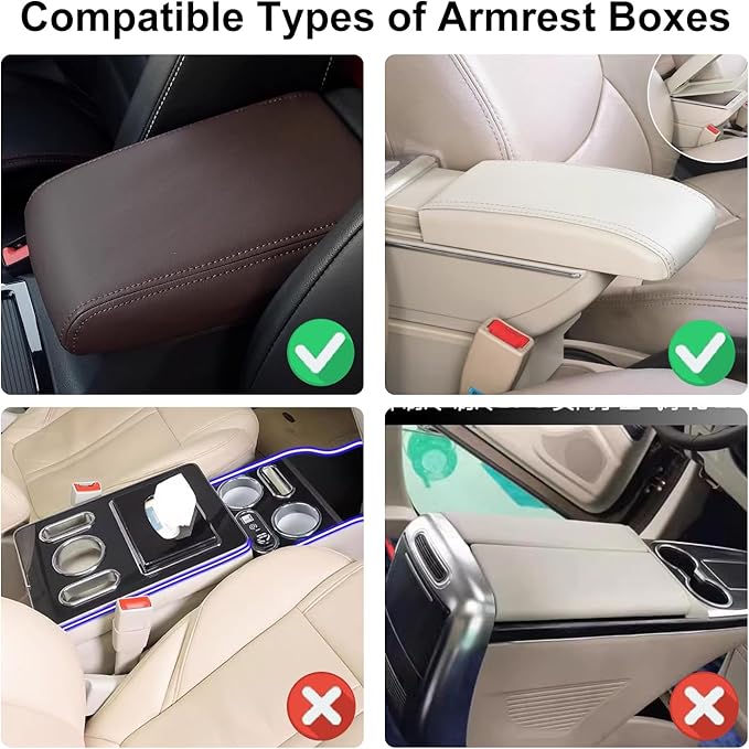 NBTEPEM Bling Car Center Console Cover, Leather Car Arm Rest Cover Cushion with 2 Storage Bags, Universal Auto Armrest Protector Storage Box, Bling Accessories Interior for Most Vehicles (Yellow)