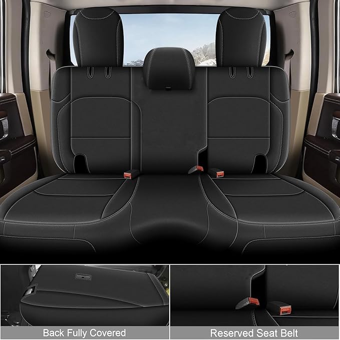 AOMSAZTO Seat Covers for Jeep Wrangler JL 2018 2019 2020 2021 2022 2023 2024 2-Door Waterproof Car Seat Covers Full Set Black