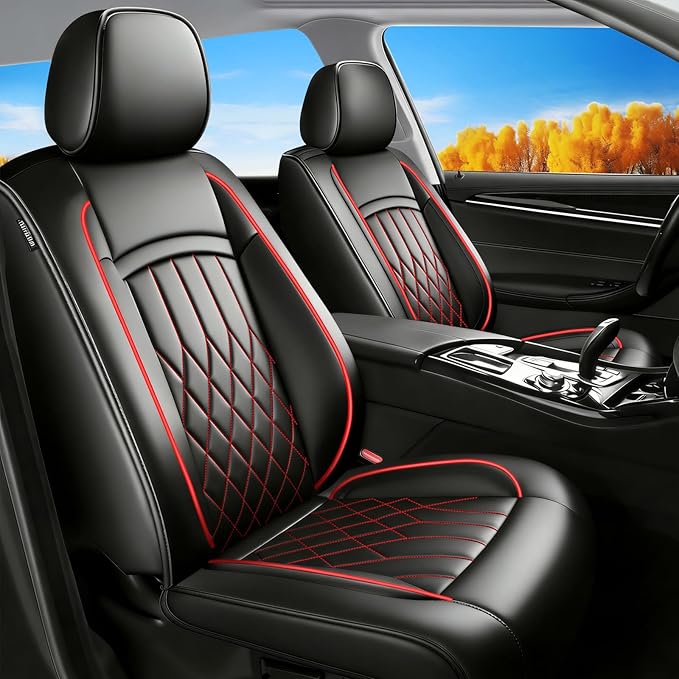 Fit TL Car Seat Covers for Acura TL 2004-2014 - Premium Leather, Waterproof, All-Weather, Airbag Compatible, Anti-Slip, Breathable, Easy Install, Seat Protectors, Full Set, Redline