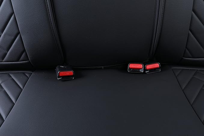 Tomatoman Tacoma Truck Rear Seat Covers 2005-2024 2025 2026 Access Double Cab TRD Sport Offroad Limited SR5 V6 Back Car Cushions with Waterproof Faux Leather(Rear Seat/Black-White)