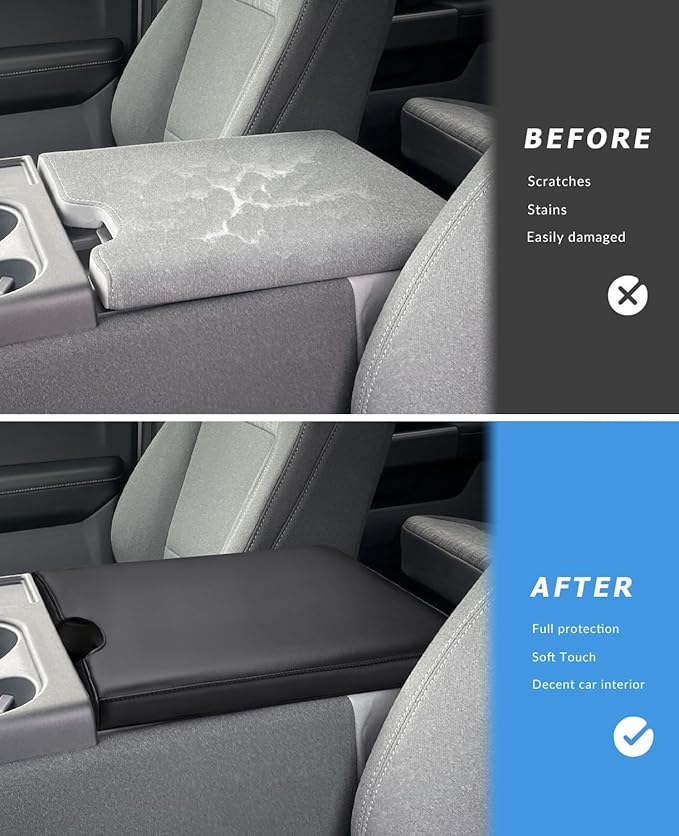 INTGET Center Console Armrest Cover for 2026 Ford F150 Accessories 2015-2023 2024 2025/for F250 F350 F450 F550 2017-2026 40/20/40 Jump Seat Car Arm Rest Lid Seat(black stitches, 2015-2026 Jump Seat)