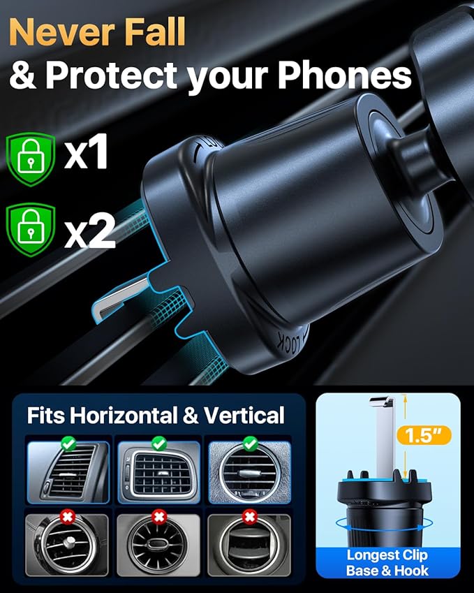 [2026 Military-Grade] YRU for Magsafe Car Mount 90+LBS Strong Suction 360° Adjustable Magnetic Phone Holder for Car Dashboard Windshield Vent, Cradle for iPhone 17 16 15 14 13 12 Samsung, Light Yellow