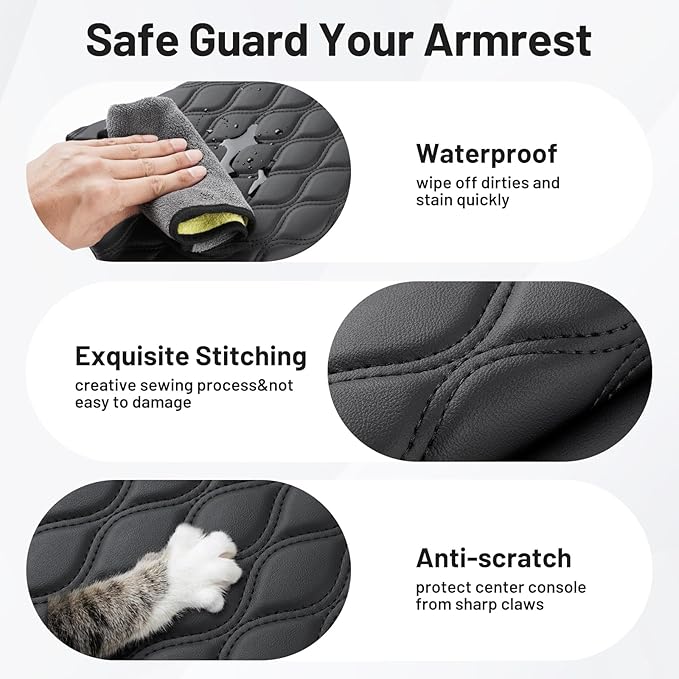 Autorder Center Console Cover for 2021-2025 2026 Ford F150/2022-2025 2026 F150 Lightning Accessories Armrest Cushion Cover Nappa Leather Middle Console Covers (Only fit for Work Surface Console)
