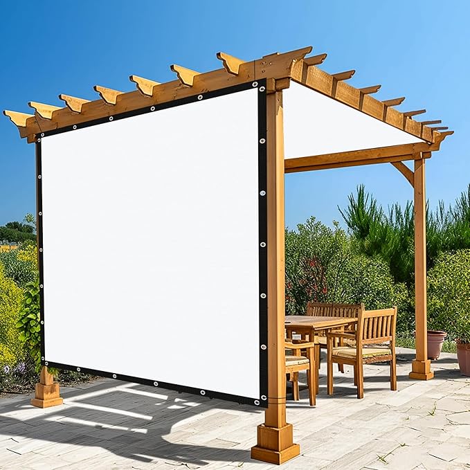 Amagenix 90% Pergola Shade Cover 10' X 14' Sun Shade Cloth with Grommets for Outdoor Garden Patio Porch, Commercial Grade 200 GSM - Cable Zip Ties Included (We Customized) GN108, White