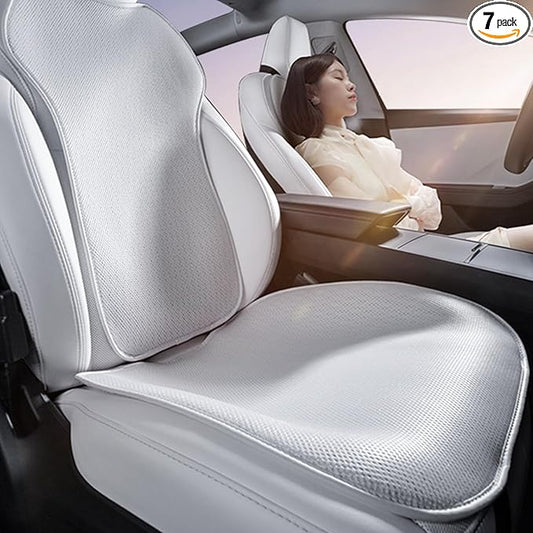 Car Seat Cushion Covers Full Set Front Rear for Tesla Model 3 Highland 2017-2026 Four Seasons Universal Ice Silk Protector Pad Mat (Without Logo)