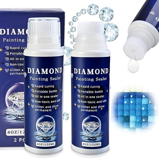 2pcs Diamond Painting Sealer Protectant Brightener(120ml*2), Diamond Art Painting Accessories Glue, Diamond Art Glue Sealer Supplies Clear Finish Permanent Hold & Shine Effect (8OZ)