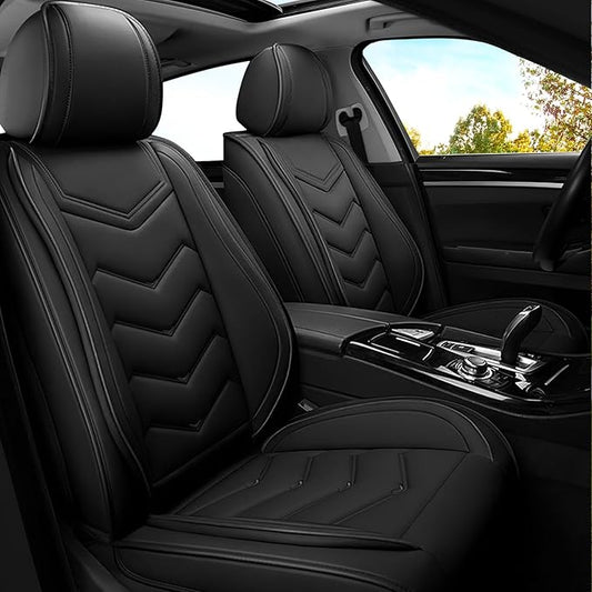 Car Seat Covers for Ford Expedition 2000-2025, Premium Nappa Leather Car Seat Cover, Stylish Sport Seat Covers， Automobile Seat Cover Sets.(Standard 2 Seats/Pure Black)