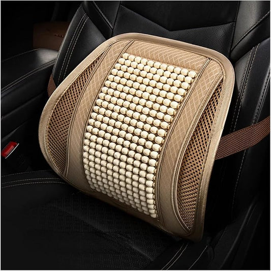 Car Seat Chair Back Cushion for Tesla Model 3 EV Sedan 2025, Wooden Beads Ventilate Mesh Lumbar Brace Strong Durable Relieve Fatigue Summer Interior Accessories,B-Waist Cushion