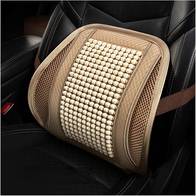 Car Seat Chair Back Cushion for Toyota RAV4 Prime 2025, Wooden Beads Ventilate Mesh Lumbar Brace Strong Durable Relieve Fatigue Summer Interior Accessories,B-Waist Cushion
