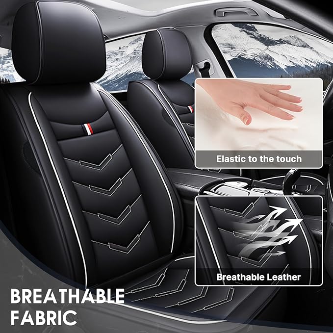Car Seat Cover for Chevrolet Camaro 2000-2024, Durable Wear Resistant Waterproof Vehicle Cushion Covers,Breathable No Odor Premium Leather Vehicle Seat Covers. (Standard,Black White)