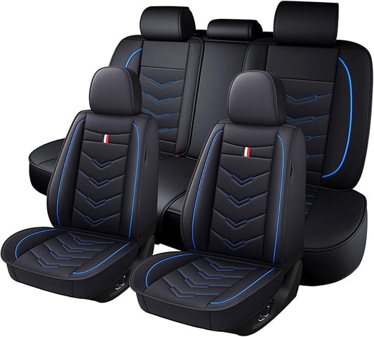 Car Seat Cover for Chevrolet Camaro 2000-2024, Durable Wear Resistant Waterproof Vehicle Cushion Cover, Breathable No Odor Premium Leather Vehicle Seat Covers.(Standard,Black Blue)