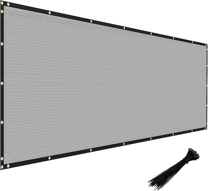 Windscreen4less Privacy Fence Screen Heavy Duty Windscreen Fencing Mesh Fabric Shade Net Cover with Brass Grommtes for Outdoor Wall Garden Yard Pool Deck, 8'x80' Light Gray