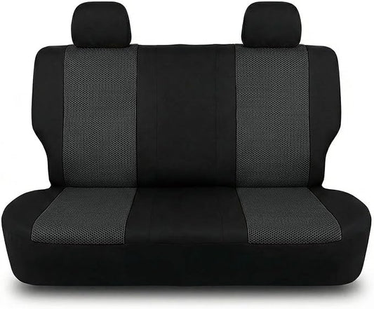 FH Group Automotive Rear Car Seat Covers for SUV, Trucks, Sedan and More - Universal Fit Front High Back & Rear Solid Bench Design Interior Accessories - 3D Mesh Fabric Center Panel - Black