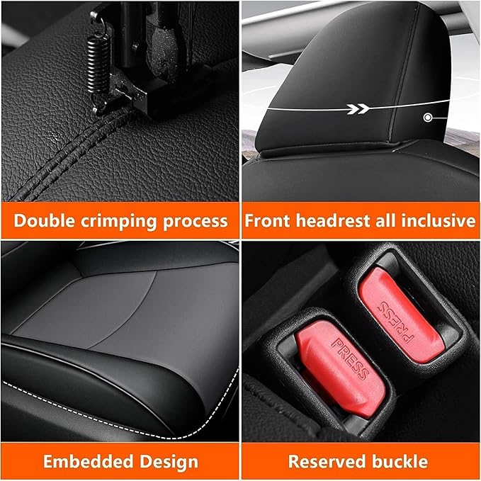 AOMSAZTO Custom Fit for Toyota Corolla Cross Hybrid 2023 2024 2025 Faux Leather Car Seat Covers Full Set Compatible Airbag Corolla Cross Hybrid S,SE,XSE Seat Protector Sedan Black+Grey
